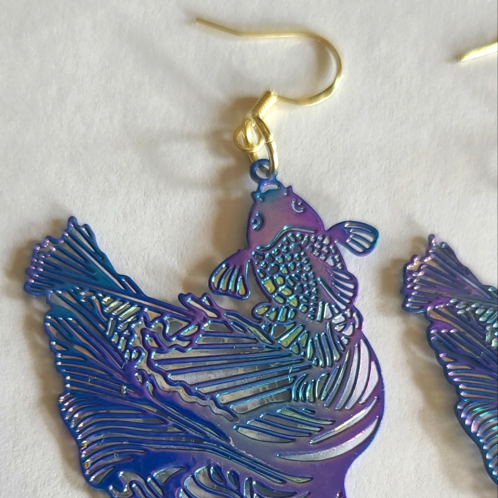 Hand Crafted Koi Fish Earrings - Picture 3 of 3